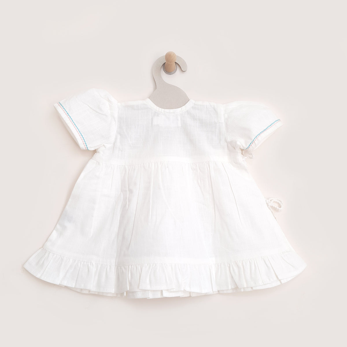 Keebee Organic Cotton Slub Embroidered Girls Jabla / Wrap Dress - Snail Garden