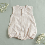 Unisex Baby Beige and White Striped Romper