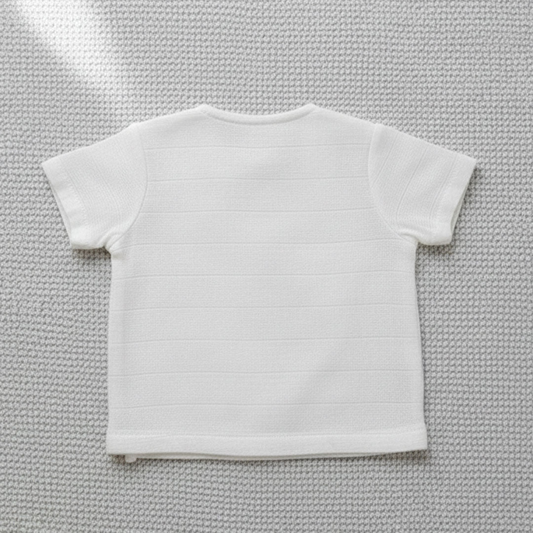 Embroidered White Co-ords & Accessories Set for Baby Boy - Lil Elephant