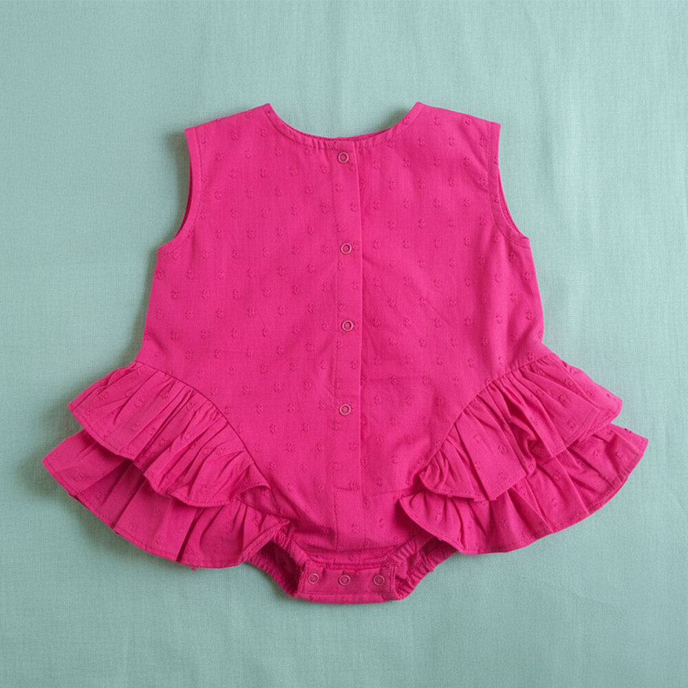Baby Girl Ballerina Style Ruffled Romper - Hot Pink