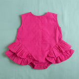 Baby Girl Ballerina Style Ruffled Romper - Hot Pink