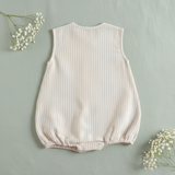 Unisex Baby Beige and White Striped Romper
