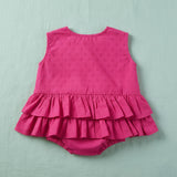 Baby Girl Ballerina Style Ruffled Romper - Hot Pink
