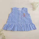 Girls Embroidered Blue and White Coord Set - Hibiscus