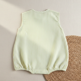 Unisex Baby Green and White Striped Romper
