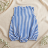 Unisex Baby Blue and White Striped Romper