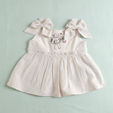 Girls Embroidered Beige and White Coord Set - Birdie with Flowers
