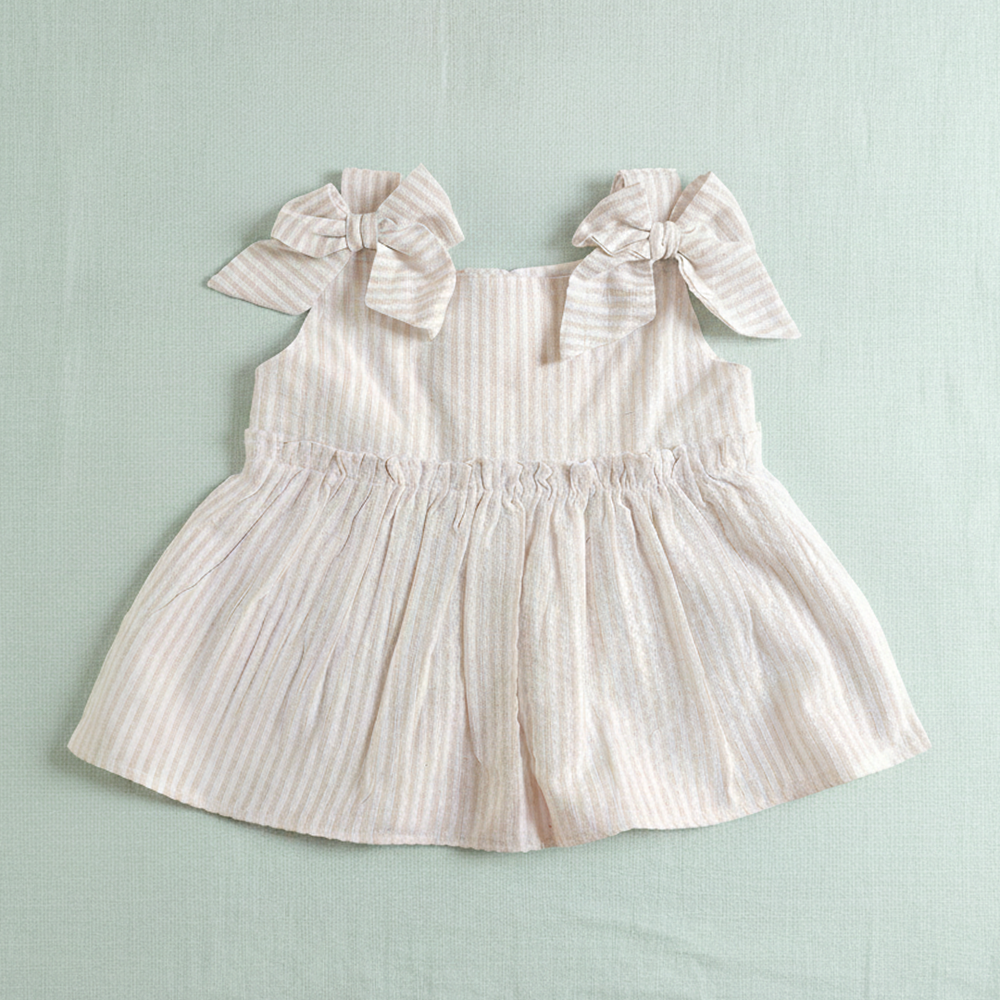 Girls Embroidered Beige and White Coord Set - Birdie with Flowers