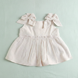 Girls Embroidered Beige and White Coord Set - Birdie with Flowers