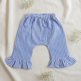 Girls Embroidered Blue and White Coord Set - Hibiscus
