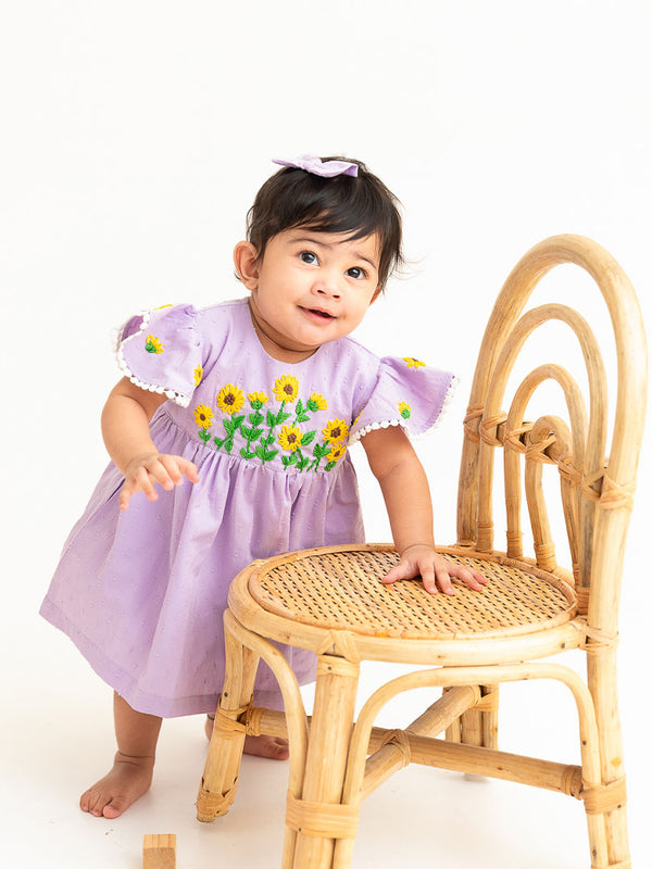 Embroidered Lilac Dress - Sunflower