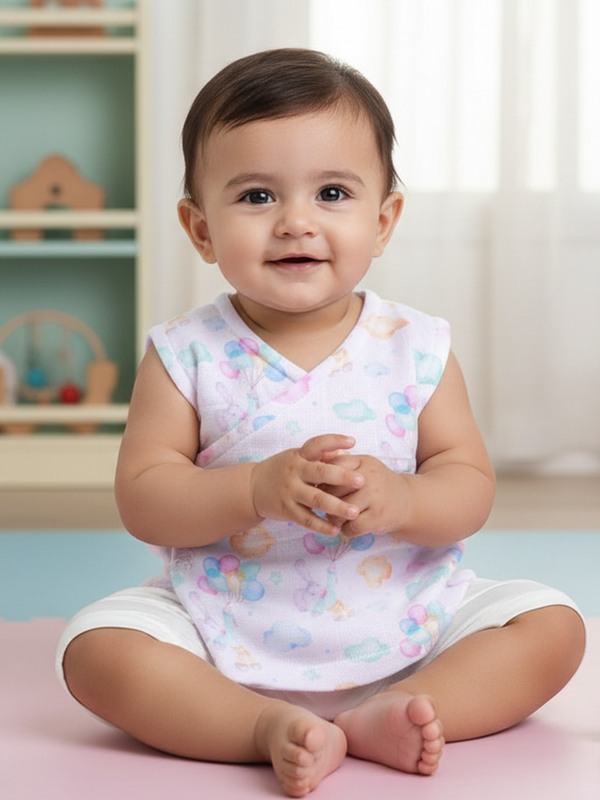 Unisex Baby Printed Jabla - Bunny with Balloons