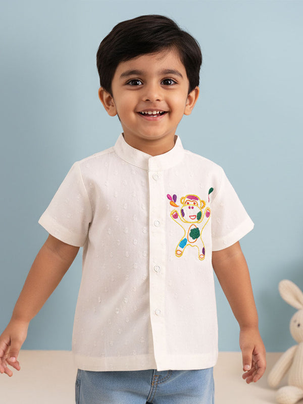 Embroidered Shirts - Colorful Monkey