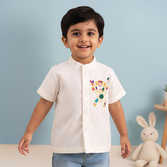 Keebee Organic Cotton Embroidered Shirts - Colorful Monkey