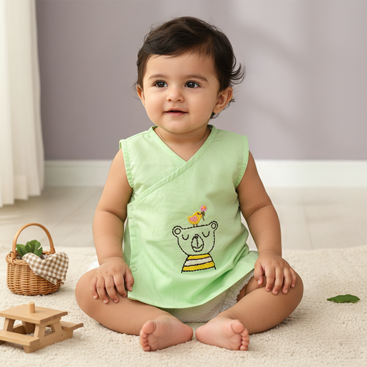 Embroidered Mint Green Jabla - Bird and the Bear