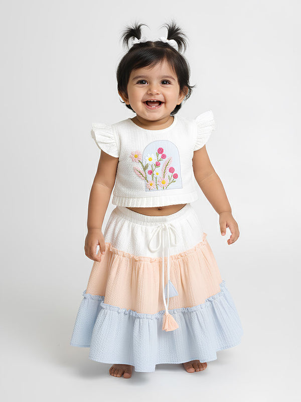 Embroidered Multicolor Girls Lehenga Set - Bloom in Window