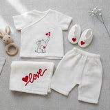 Baby Boy Embroidered White Jabla, Diaper Shorts & Accessories Set - Lil Elephant