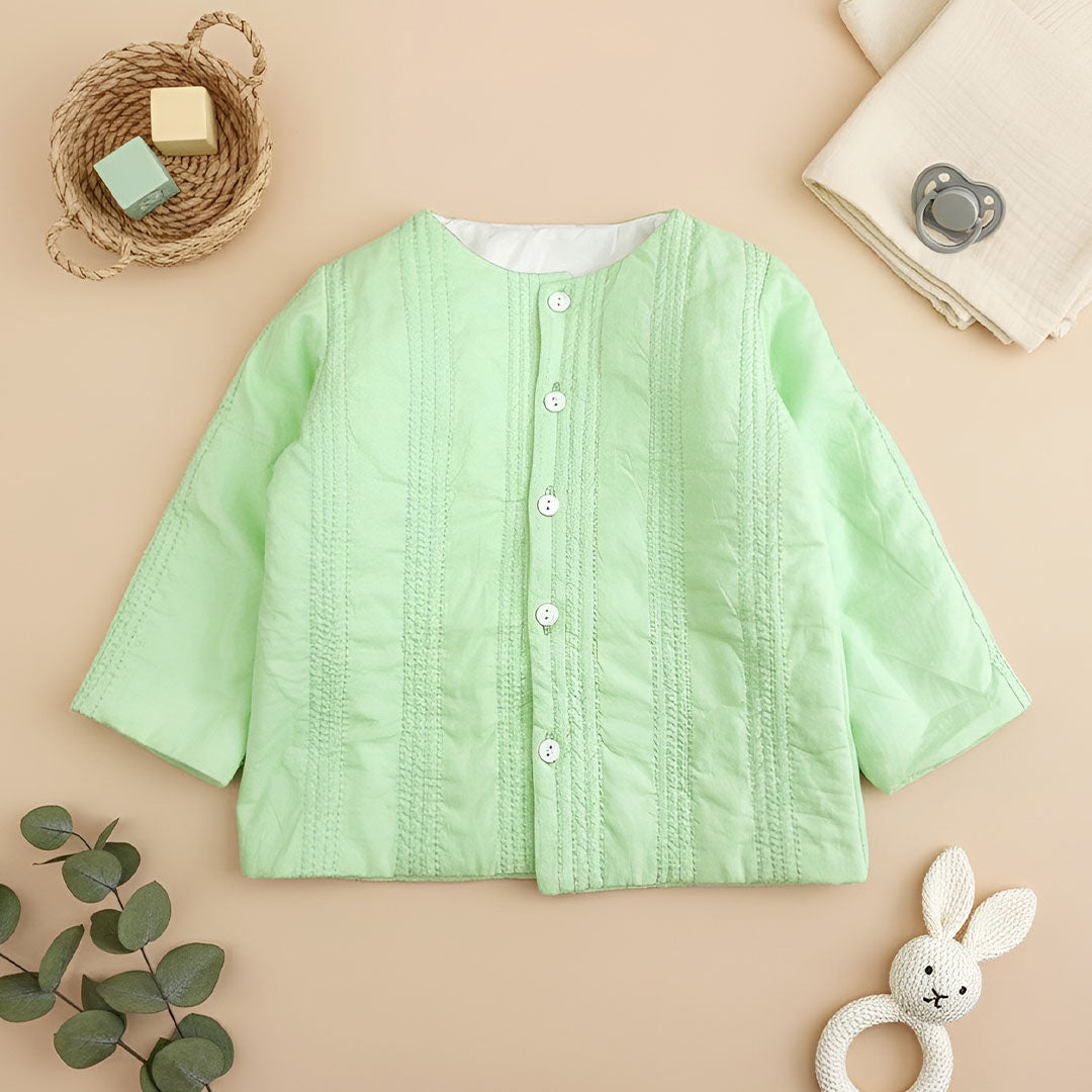 Keebee Organic Cotton Mint Green Button Up Quilted Jacket
