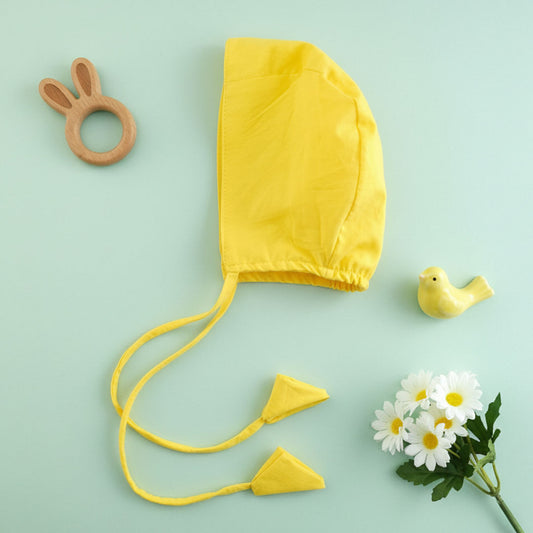 Keebee Organic Cotton Solid Baby Bonnet - Yellow