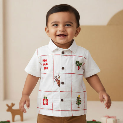 Embroidered Half Sleeve Shirt - Holiday Tic-Tac-Toe