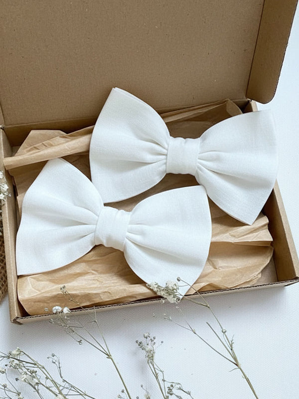 Classic Bow Hair Clips - White