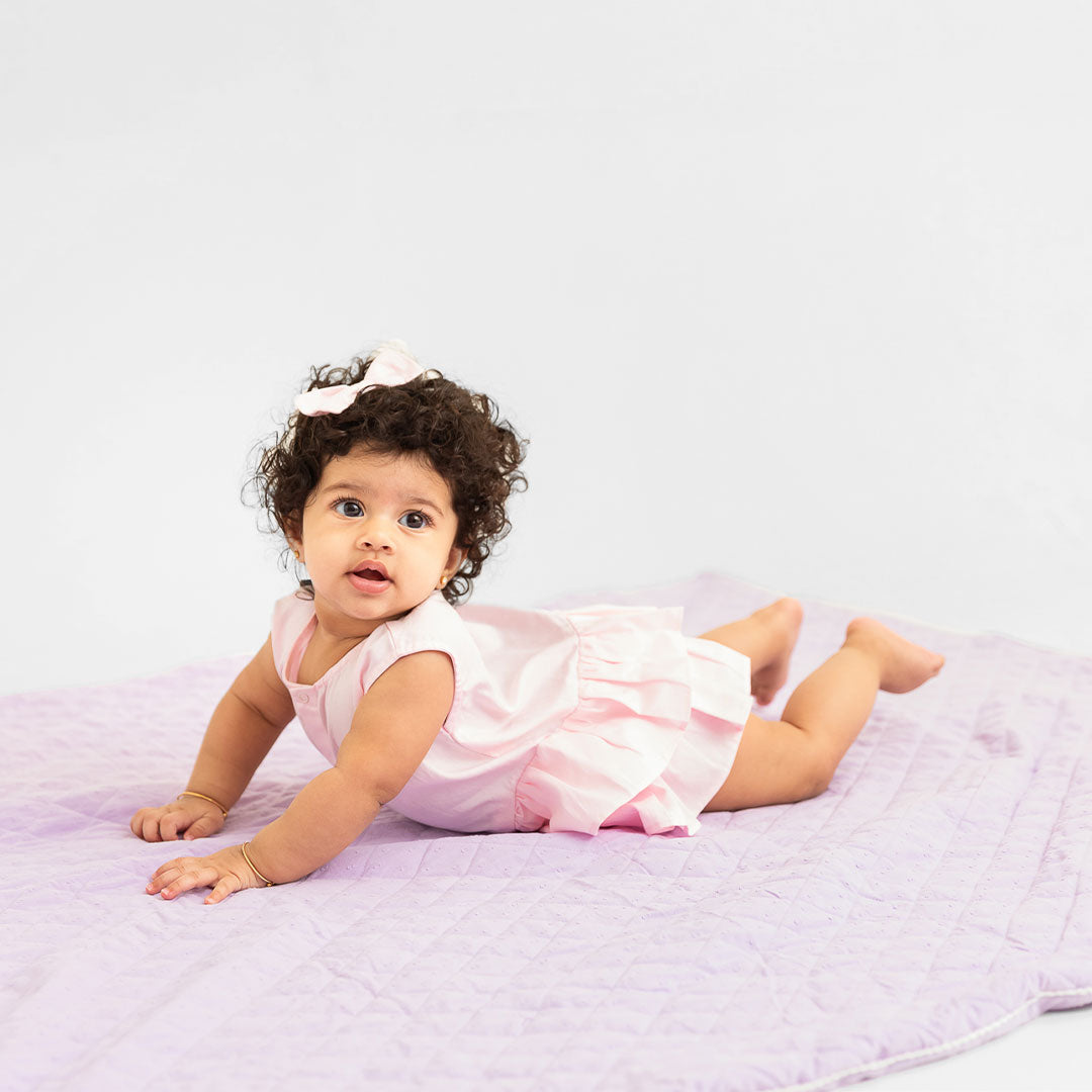 Keebee Organic Cotton Baby Girl Sleeveless Ballerina Style Baby Pink Ruffled Romper