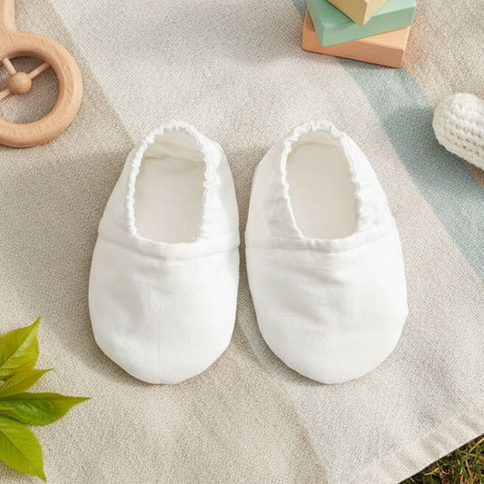 Keebee Organic Cotton Solid Baby Shoes - White