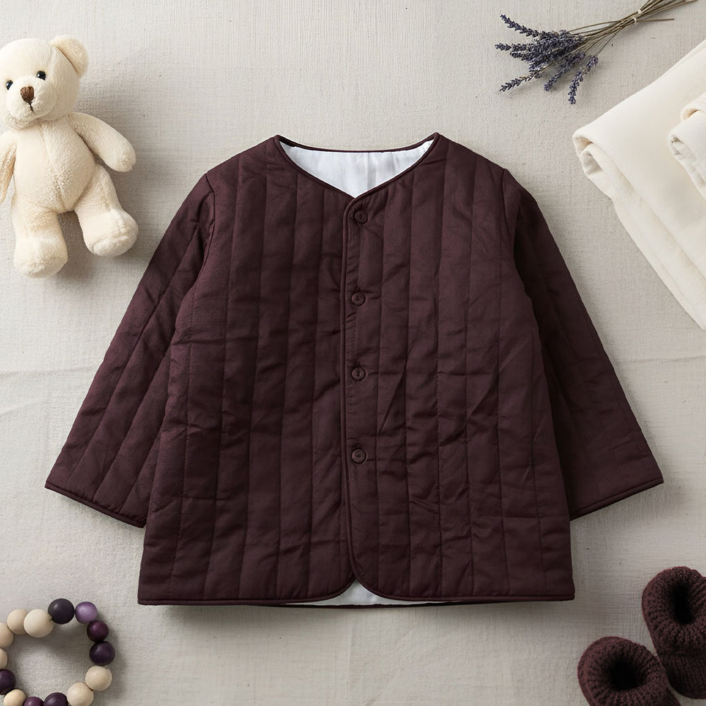 Choco Brown Button Up Quilted Jacket