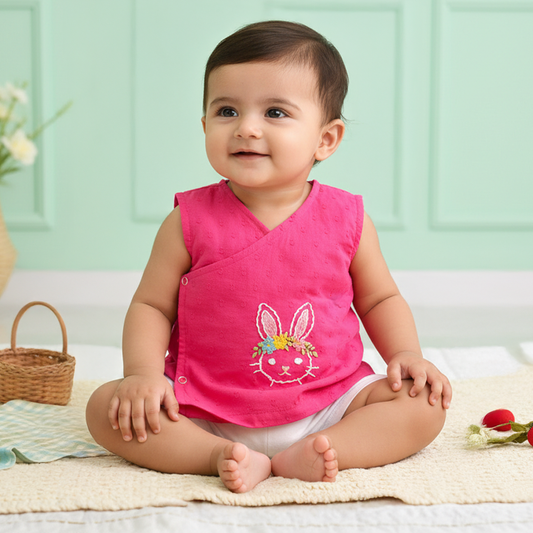 Embroidered Hot Pink Jabla - Spring Bunny