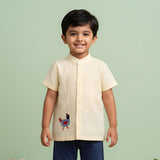 Boys Yellow Embroidered Shirt - Rooster