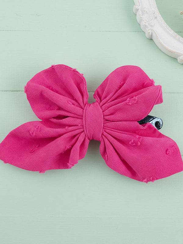 Butterfly Bow Hair Clip - Hot Pink