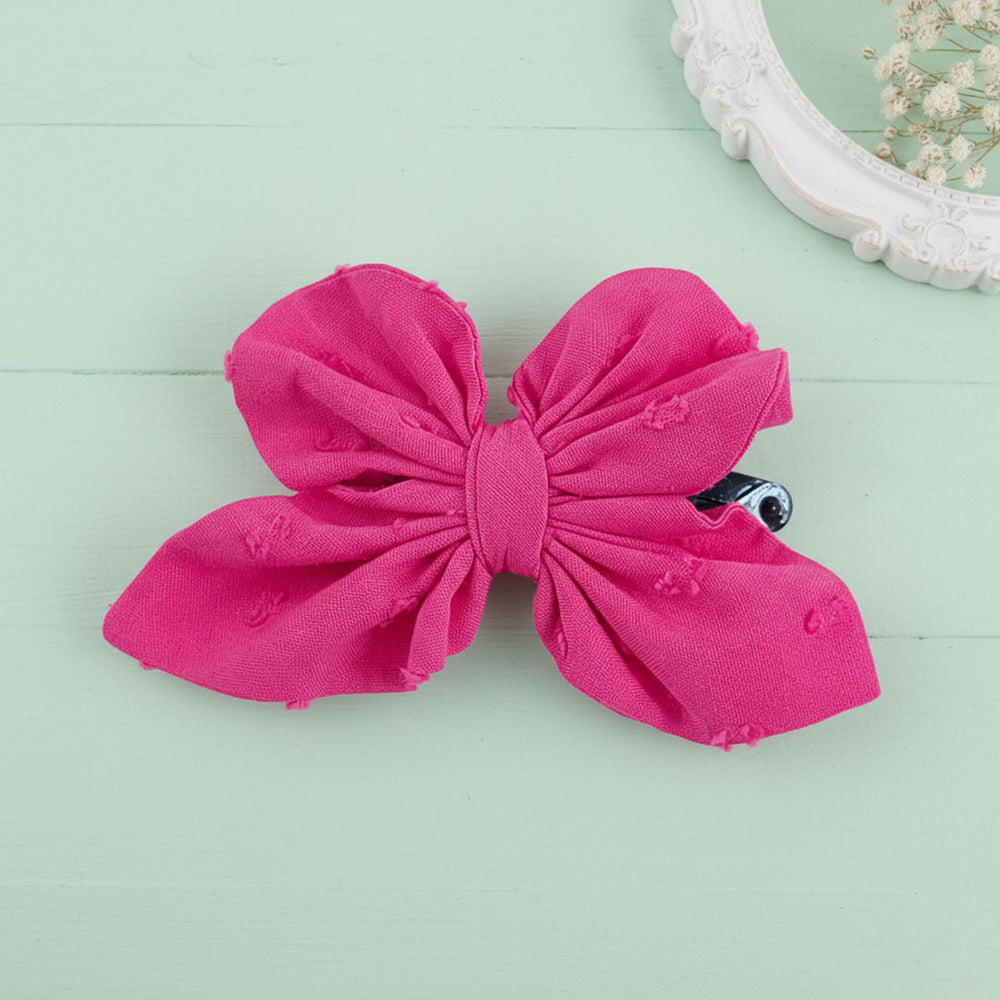 Butterfly Bow Hair Clip - Hot Pink