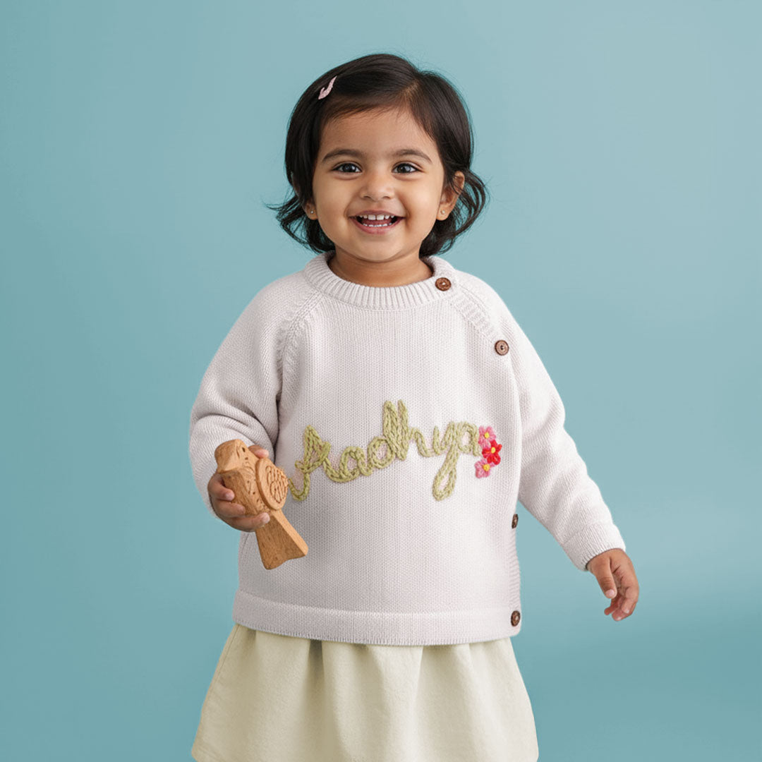 Keebee Organic Cotton Personalized Sweater With Your Baby's Name