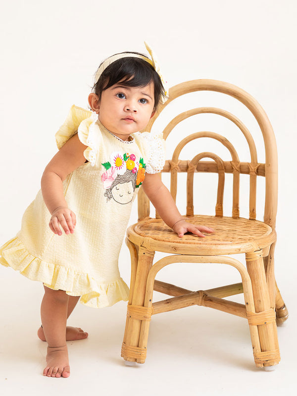 Hand Embroidered Yellow Dress - Blossom