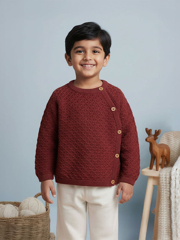Wrap Style Double Layer Sweater - Coffee Brown