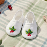 Embroidered White Baby Shoes - Merry Holly