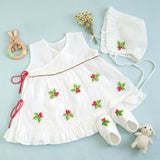Embroidered White Dress and Accessories Set - Merry Holly