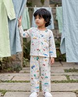 Kids Unisex Full Sleeve Lounge Nightsuit Pajama Set - Tiny Town