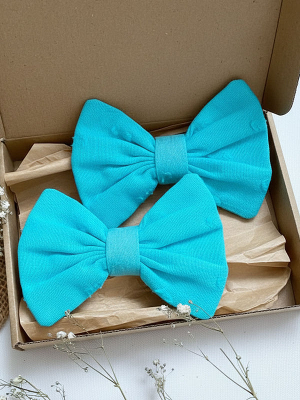 Classic Bow Hair Clips -Turquoise Blue