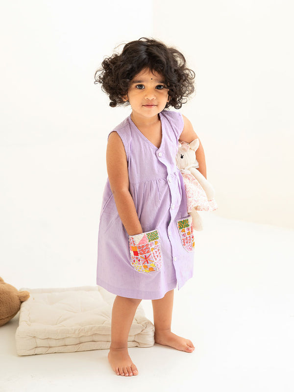 Hand Embroidered Lilac Dress
