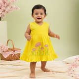 Baby Girl Embroidered Yellow Wrap Dress and Accessories Set - Lotus Pond