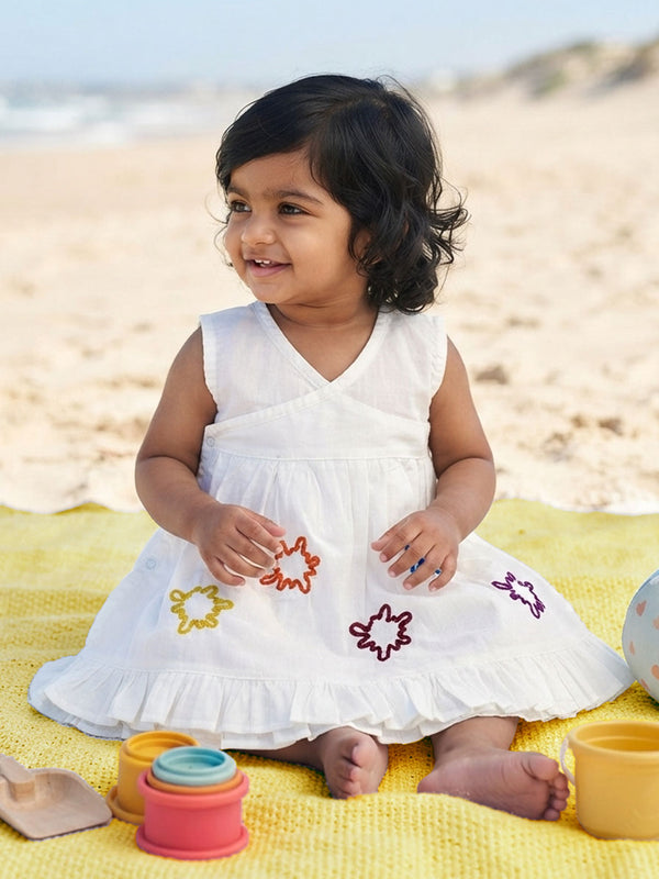 White Embroidered Dress - Color Splash