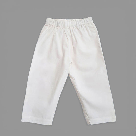 Keebee Organic Cotton Elastic Waist Solid Pajama Pants - White