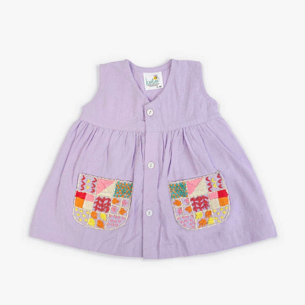 Hand Embroidered Lilac Dress