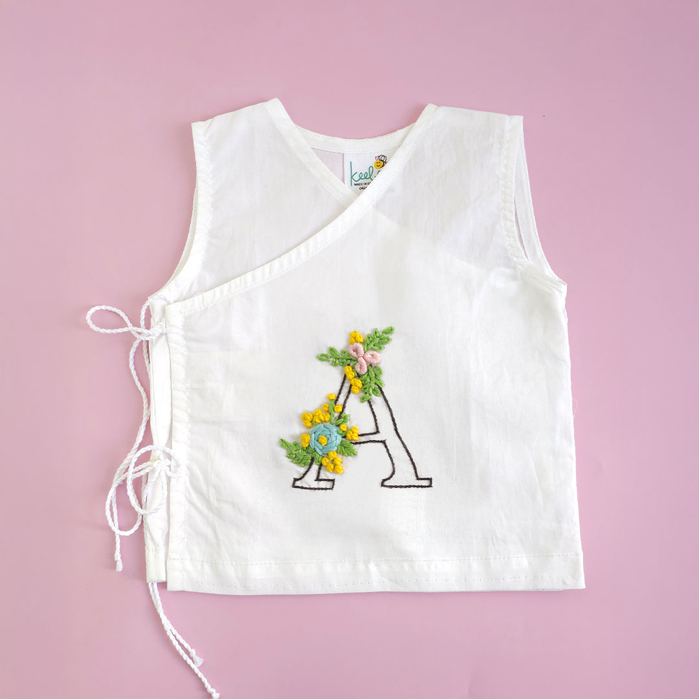 Unisex Baby Embroidered White Jabla - Your Baby's Initial