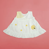 Embroidered Newborn White Wrap Dress - Honeycomb
