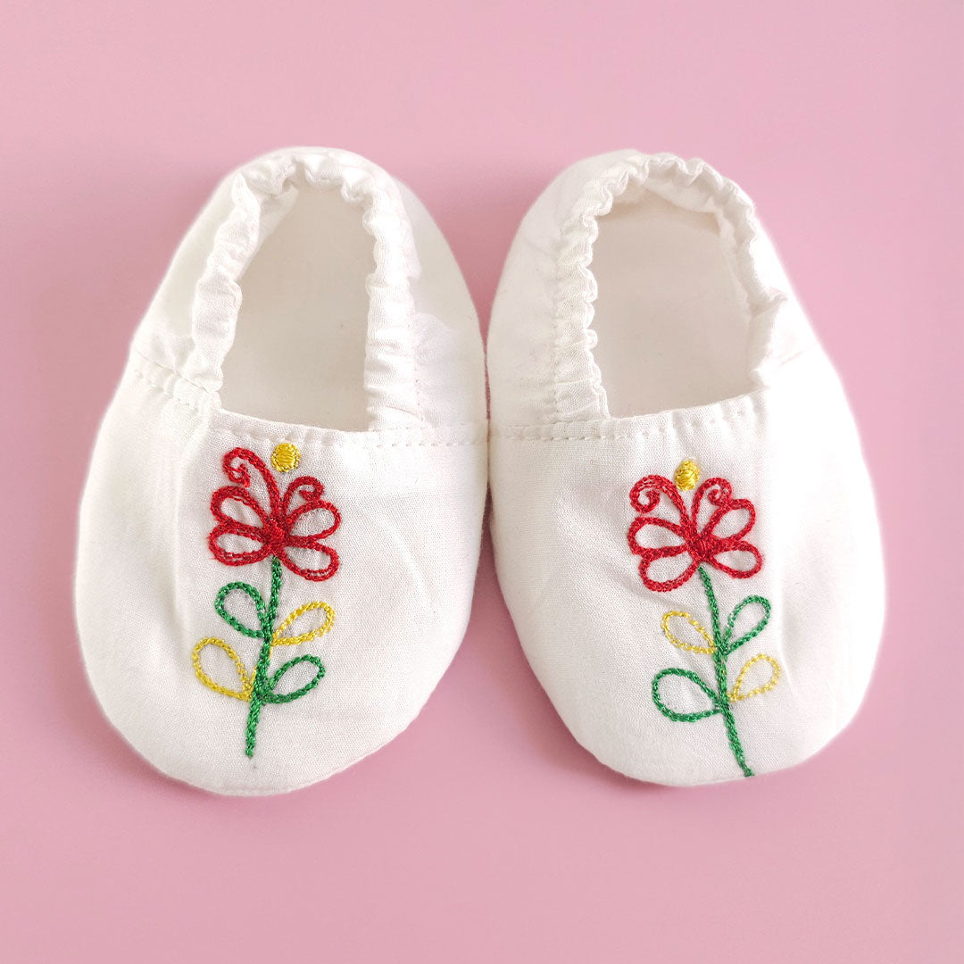 Keebee Organic Cotton Baby Girl Embroidered White Dress and Accessories Set - Sunny Garden