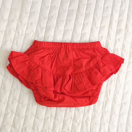 Keebee Organic Cotton Ruffled Baby Girl Bloomer - Red