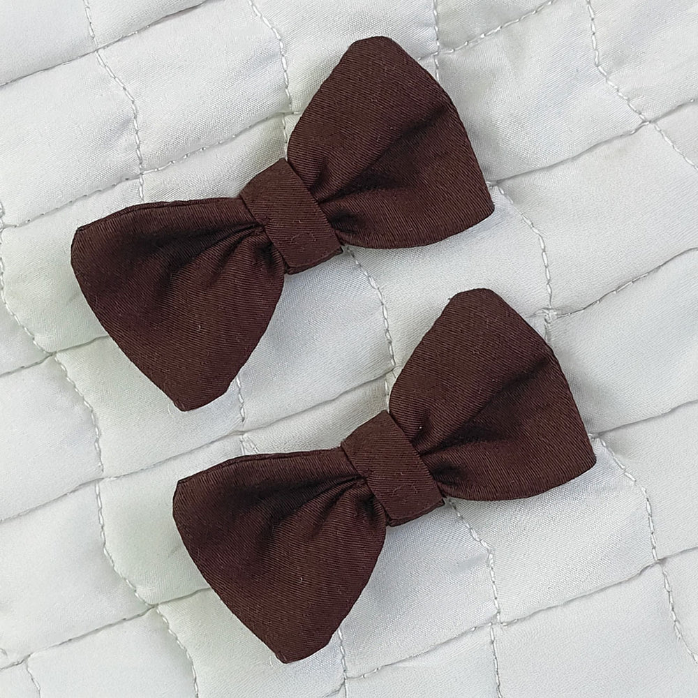 Classic Bow Hair Clips - Brown