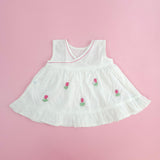 Embroidered Newborn White Wrap Dress - Tulip